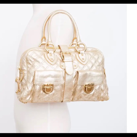 MARC JACOBS Nappa Leather Quilted Venetia Satchel Gold (Authentic) - Picture 2 of 5